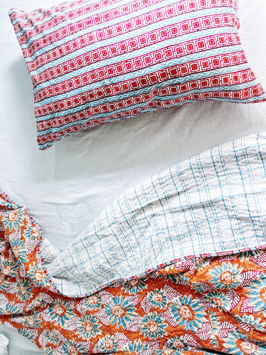 Aegean Coastal Handprinted Pillowcase