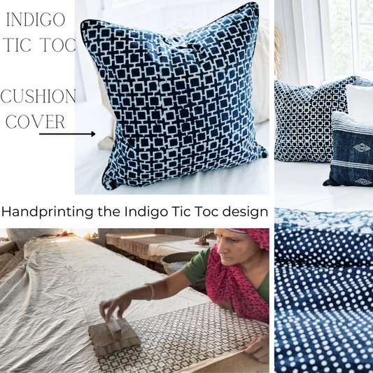 Indigo Tic Toc Cushion Cover