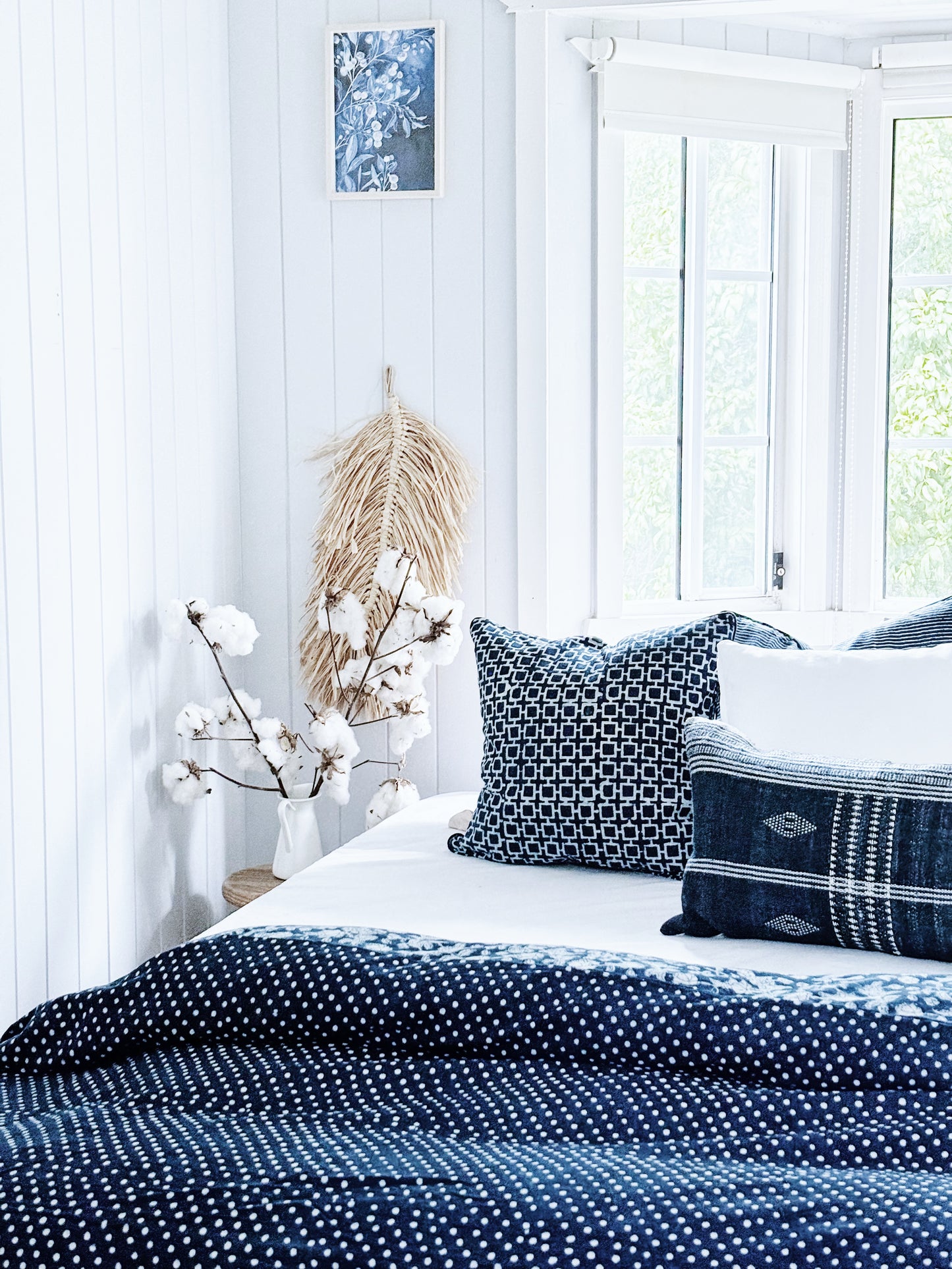 Indigo Hamptons Floral  Quilt Cover