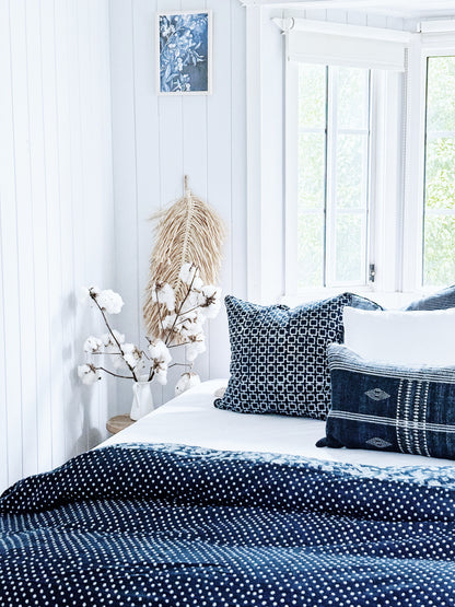 Indigo Hamptons Floral  Quilt Cover