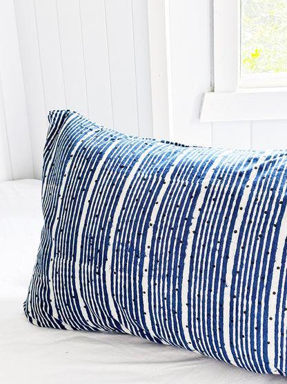 Indigo Dots and Stripes Pillowcase