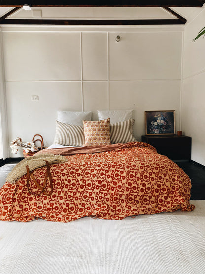 Earthy Terracotta Gumnuts Australian Flora Quilt Cover