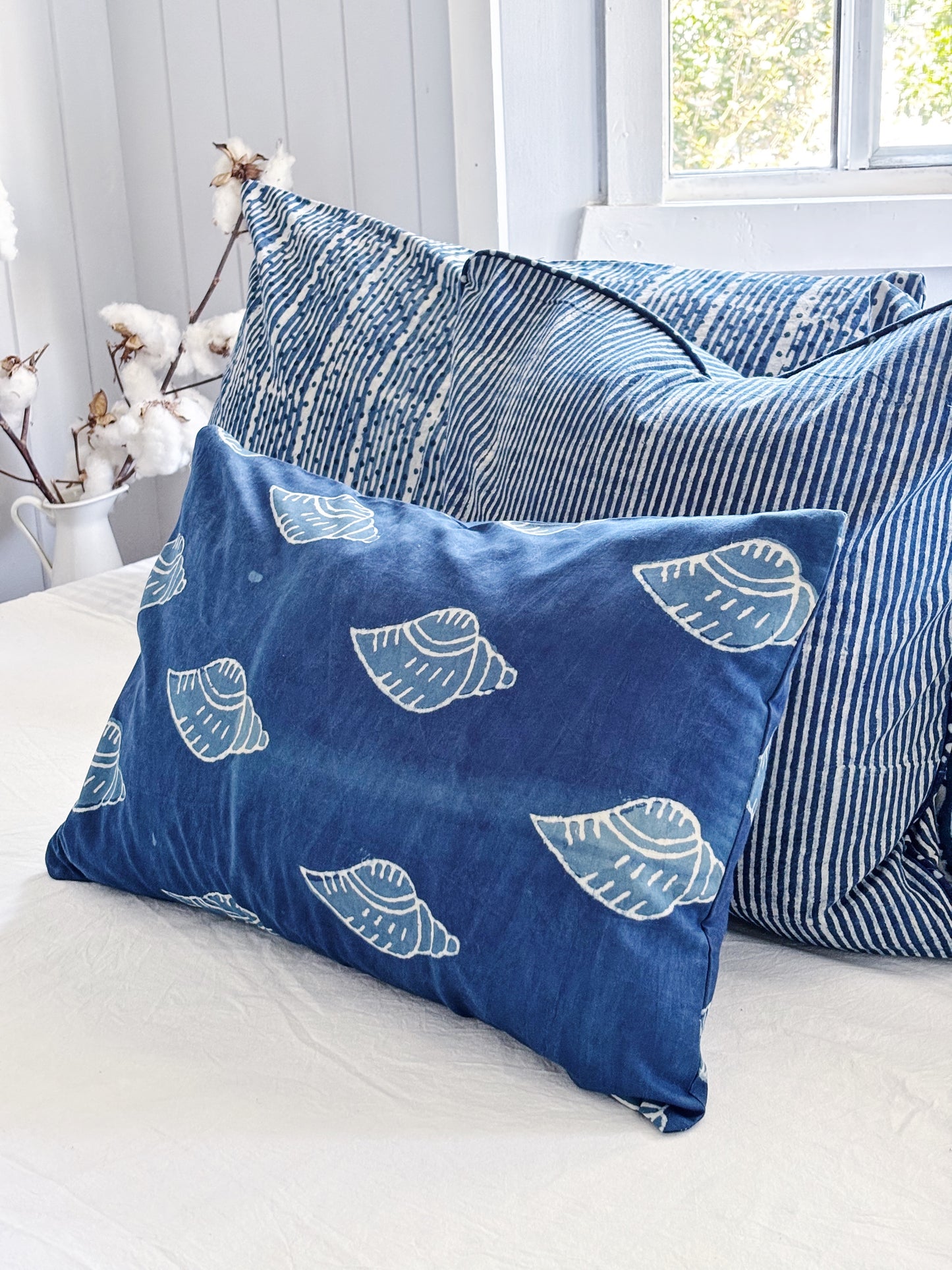 Coastal Living Indigo Patchwork Hand Block Printed Kantha Quilt Bundle