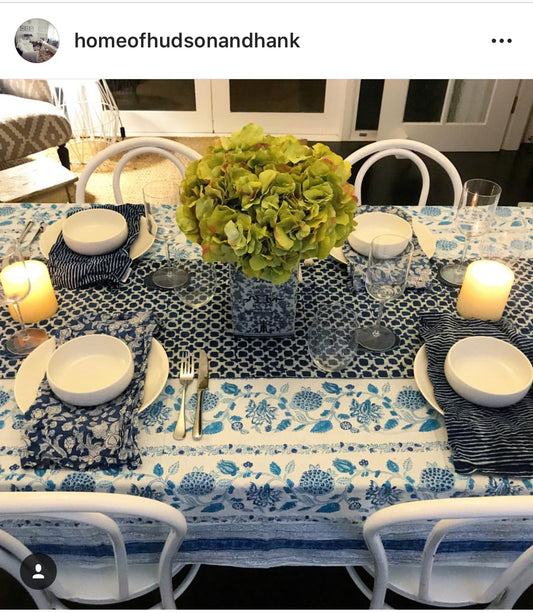 Indigo Tic Toc Table Runner