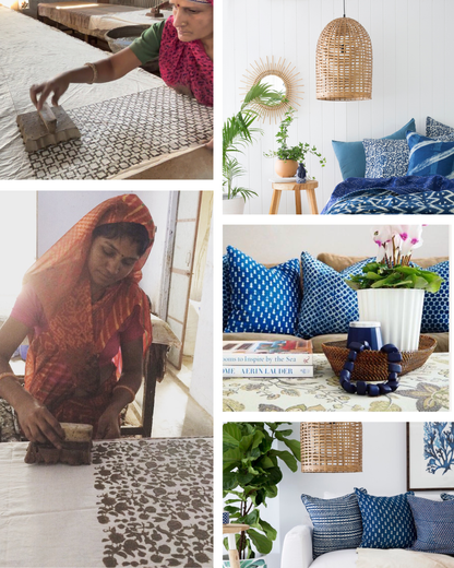 Mystery Coastal Indigo Cushion Cover Bundle - 3 cushion covers
