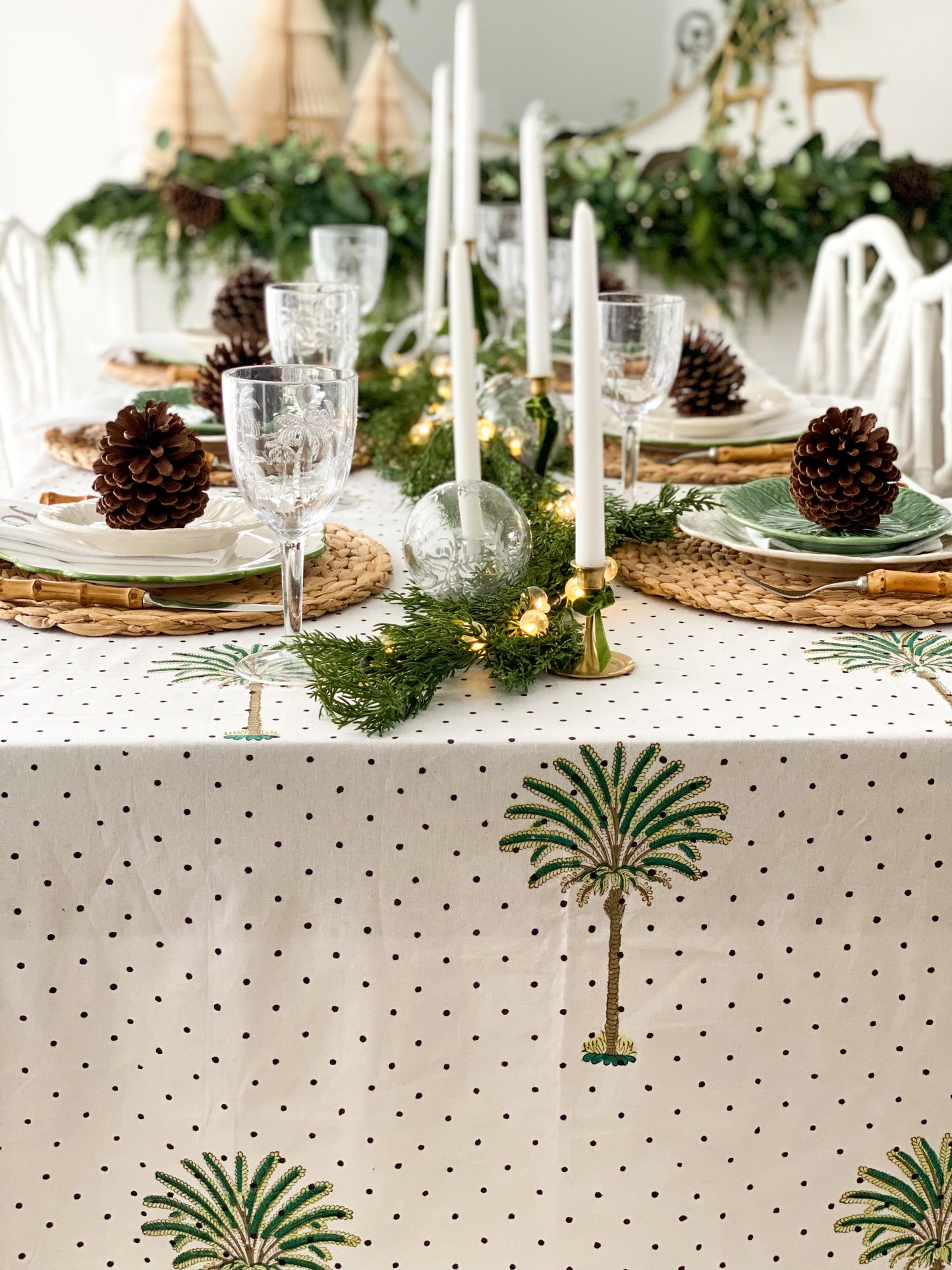 Polka Dots Palm Tree Tablecloth