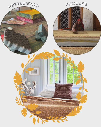 Peach Soleil Boho Coastal Kantha Quilt