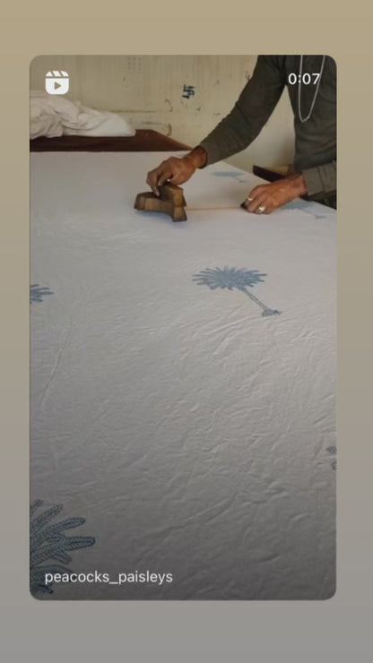 Blue Boho Polka Dot Palm Tree Quilt Cover Bundle
