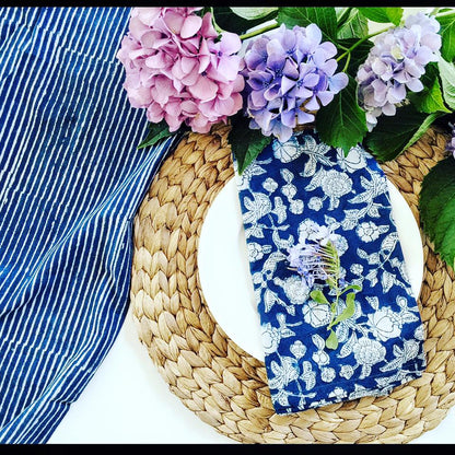 INDIGO STRIPE TABLE CLOTH ( 150x220 cm)