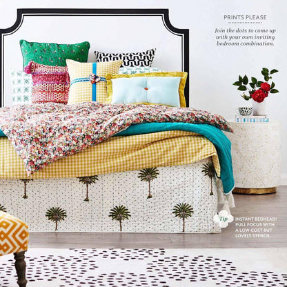 Polka Dot Palm Trees Kantha Quilt| Peacocks and Paisleys
