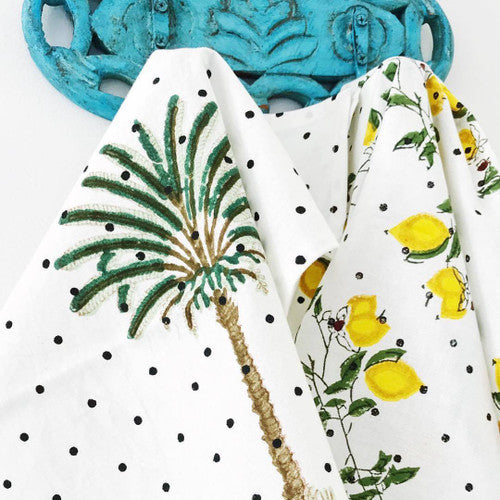 Polka Dot Palm Tree Tea towel
