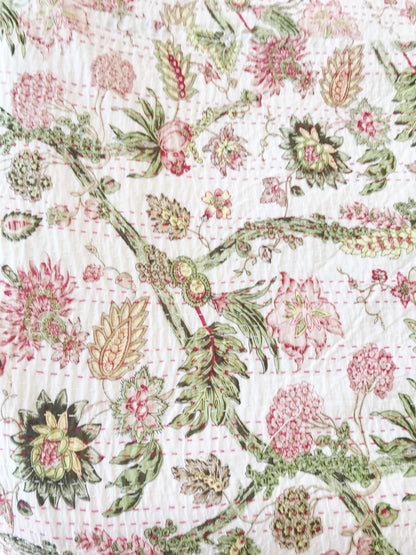 Jardin Des Plantes Kantha Quilt-Single size