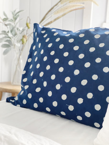 Indigo Moonlit Polka Dotty Hamptons Pillowcase