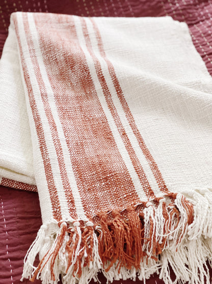 Rust French Stripes Throw