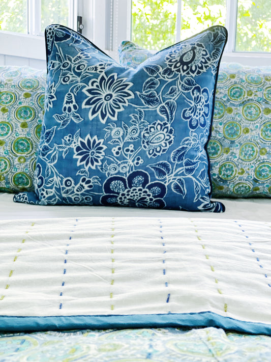 Indigo French Hamptons  Cushion Cover