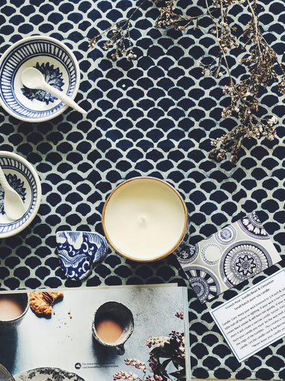 Indigo Fish Scales Hamptons Round Tablecloth