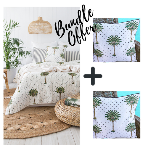 Polka Dot Palm Tree Kantha Quilt Bundle