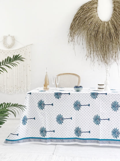 Boho Blue Palm Hamptons Tablecloth (150x220cm)