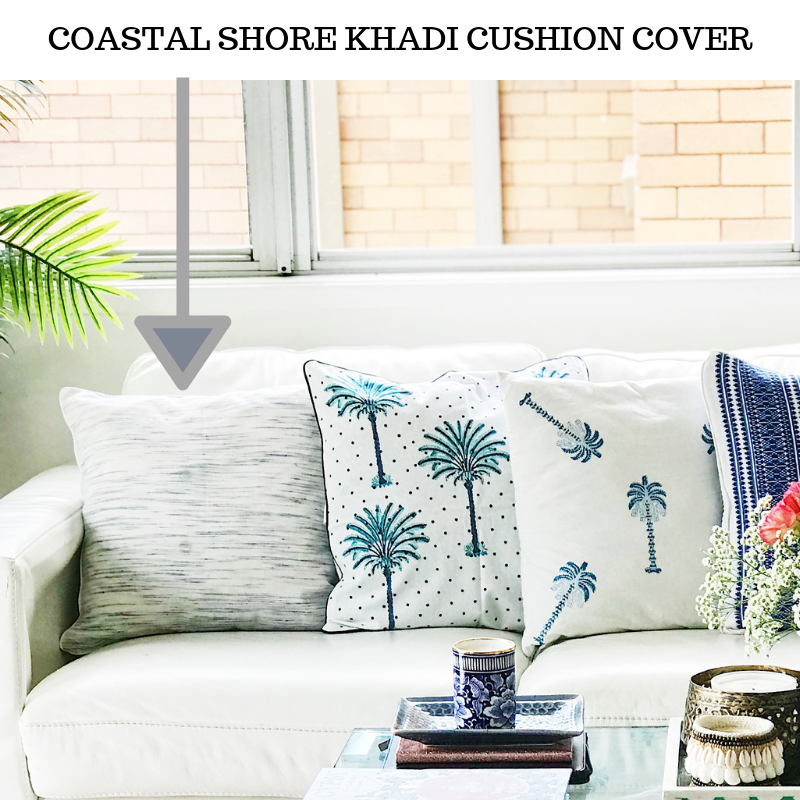 Coastal Shore Khadi Cushion Cover