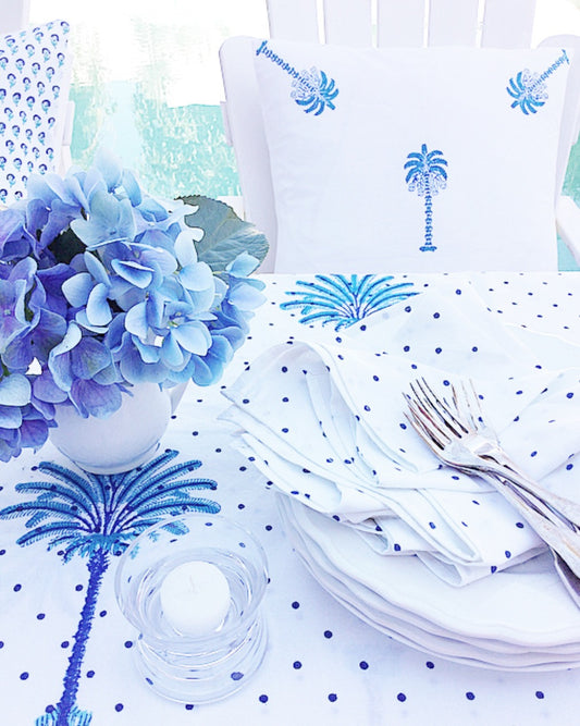 Indigo Spots Napkins -Set of 4| Peacocks and Paisleys