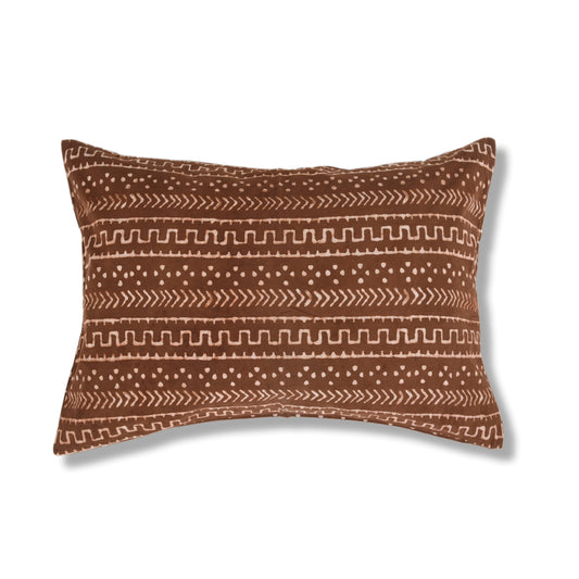 Maple Brown Boho Handprinted Pillowcase