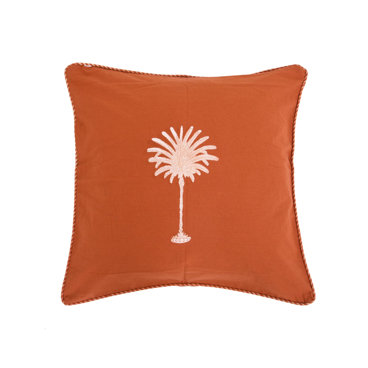 Rust Palm Tree Cushion Cover
