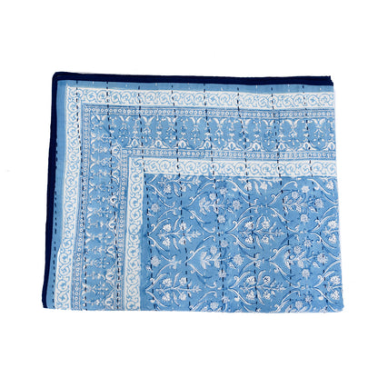 Sapphire Posy  Kantha Quilt Set -Large