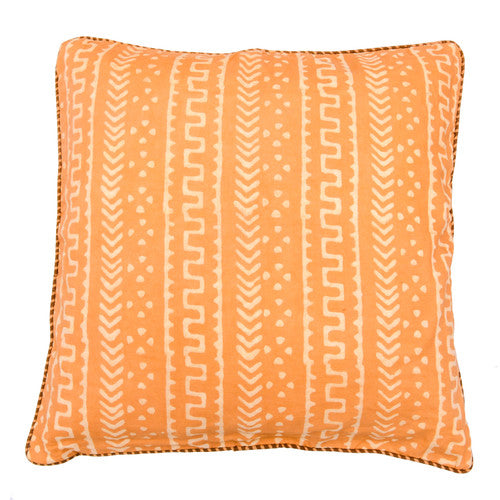 Tangerine Tribal linen Cushion Cover