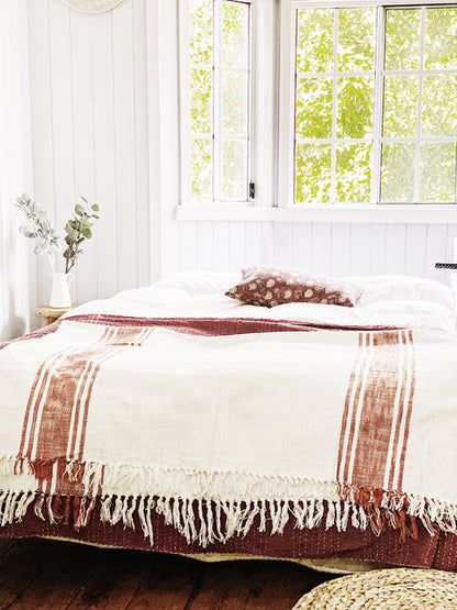 Rust French Stripes Throw