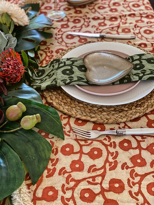 Terracotta Gumnuts Round Tablecloth