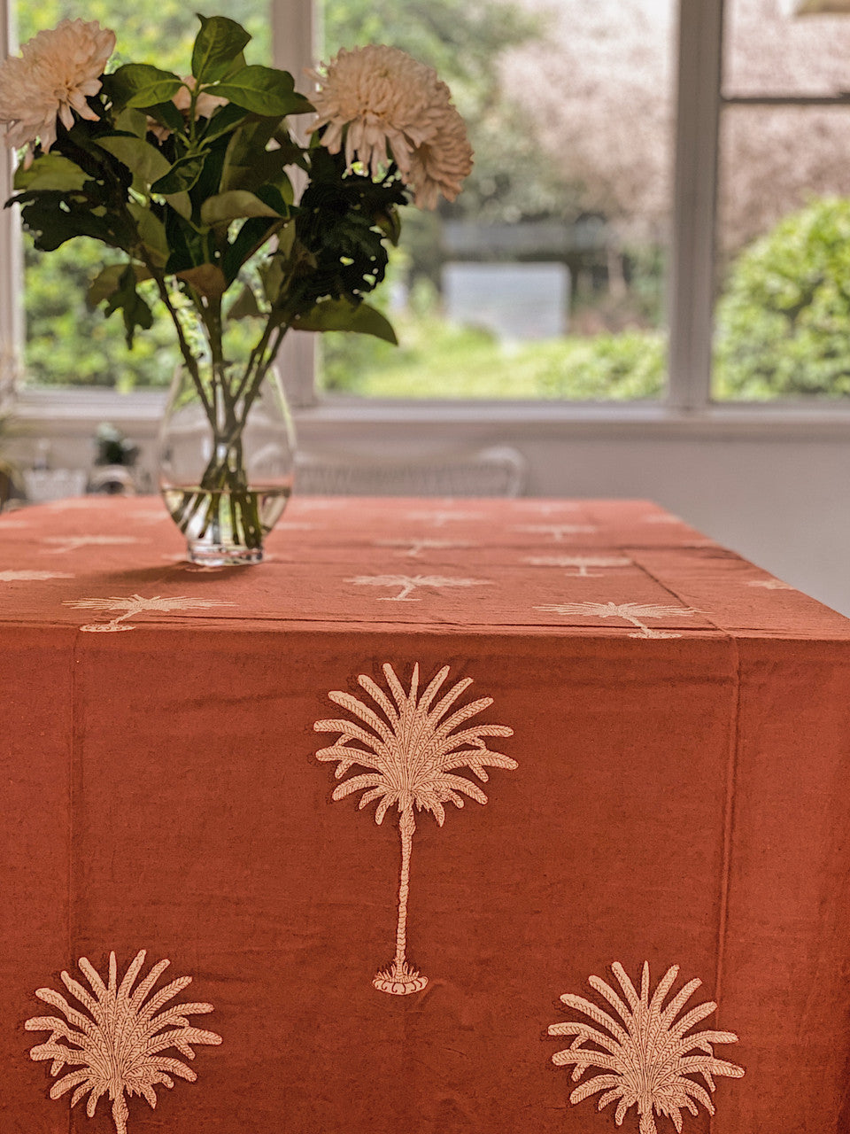 Rust Palm Trees Round Tablecloth