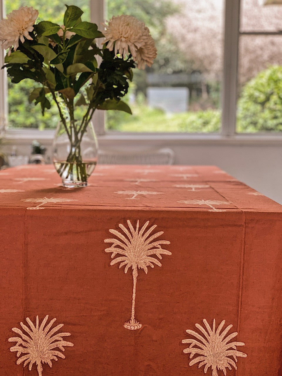 Rust Palm Trees Square Tablecloth