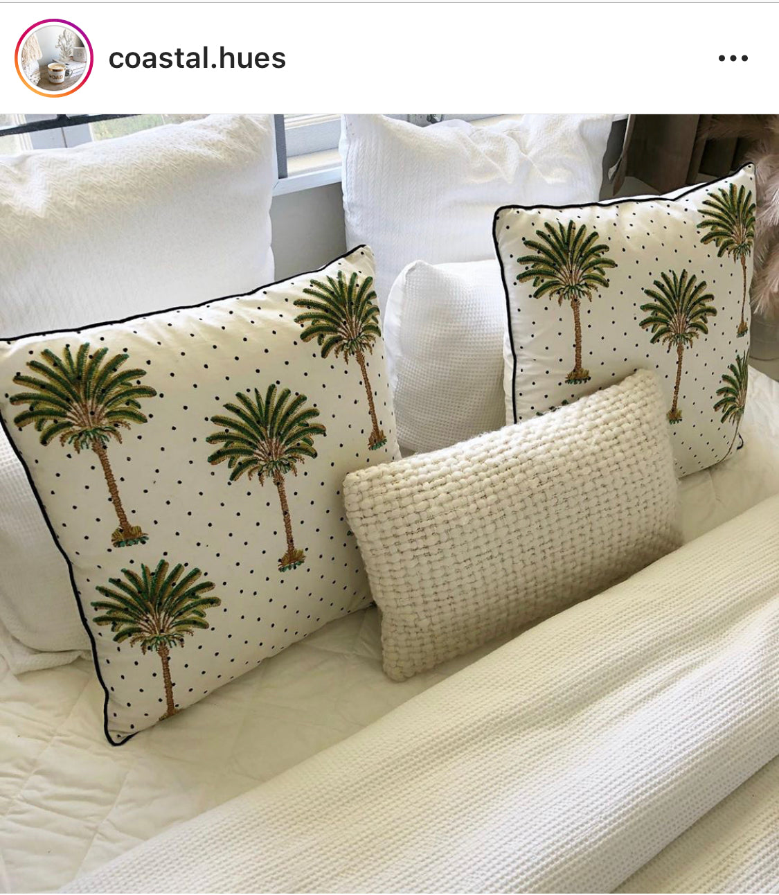 Polka Dot Palm Tree Cushion Cover