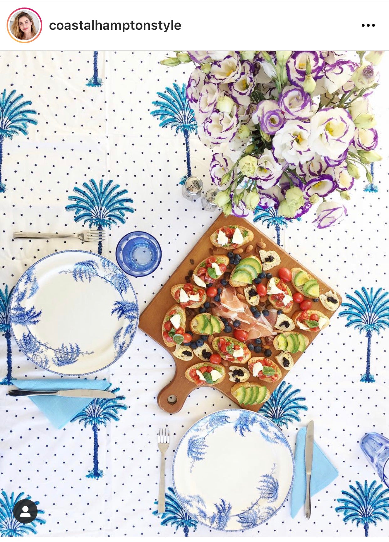 Boho Blue Palm Hamptons Tablecloth (150x220cm)
