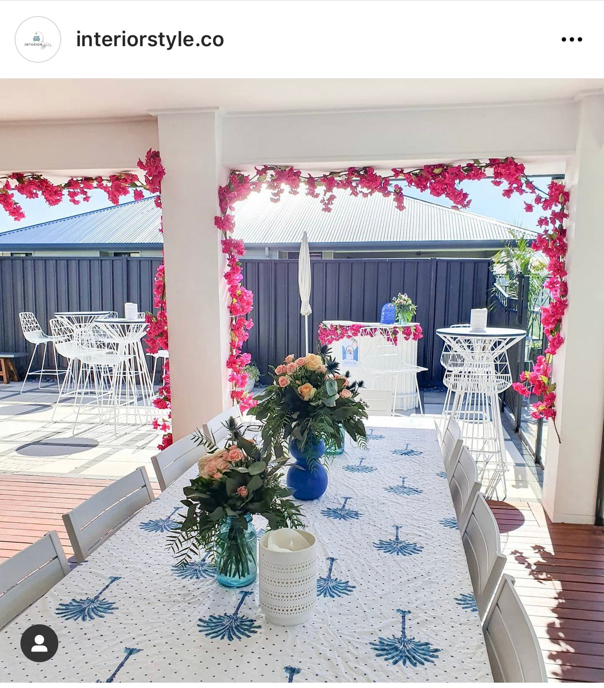 Boho Blue Palm Hamptons Round Tablecloth (180cm diamater)