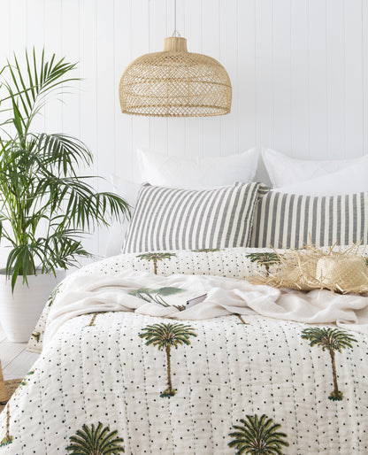 Polka Dot Palm Trees Kantha Quilt