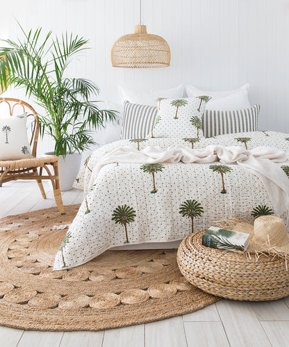 Polka Dot Palm Trees Kantha Quilt