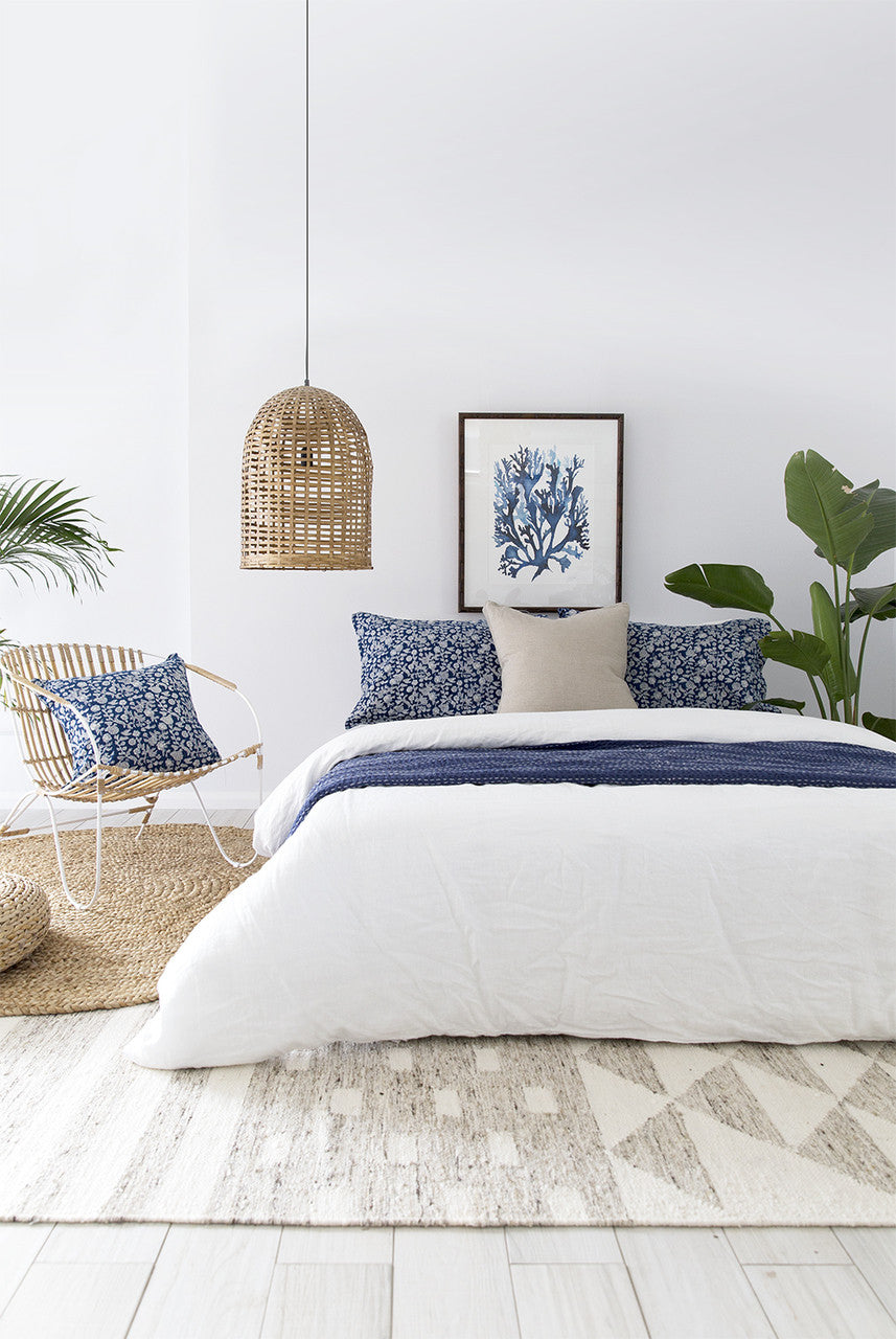 Coastal Living Indigo Patchwork Hand Block Printed Kantha Quilt Bundle