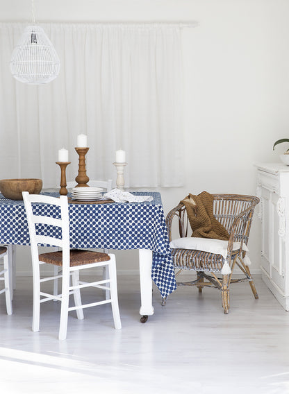 Indigo Dots Tablecloth | Peacocks and Paisleys