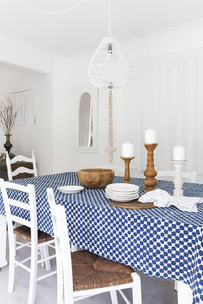 Indigo Dots Tablecloth | Peacocks and Paisleys
