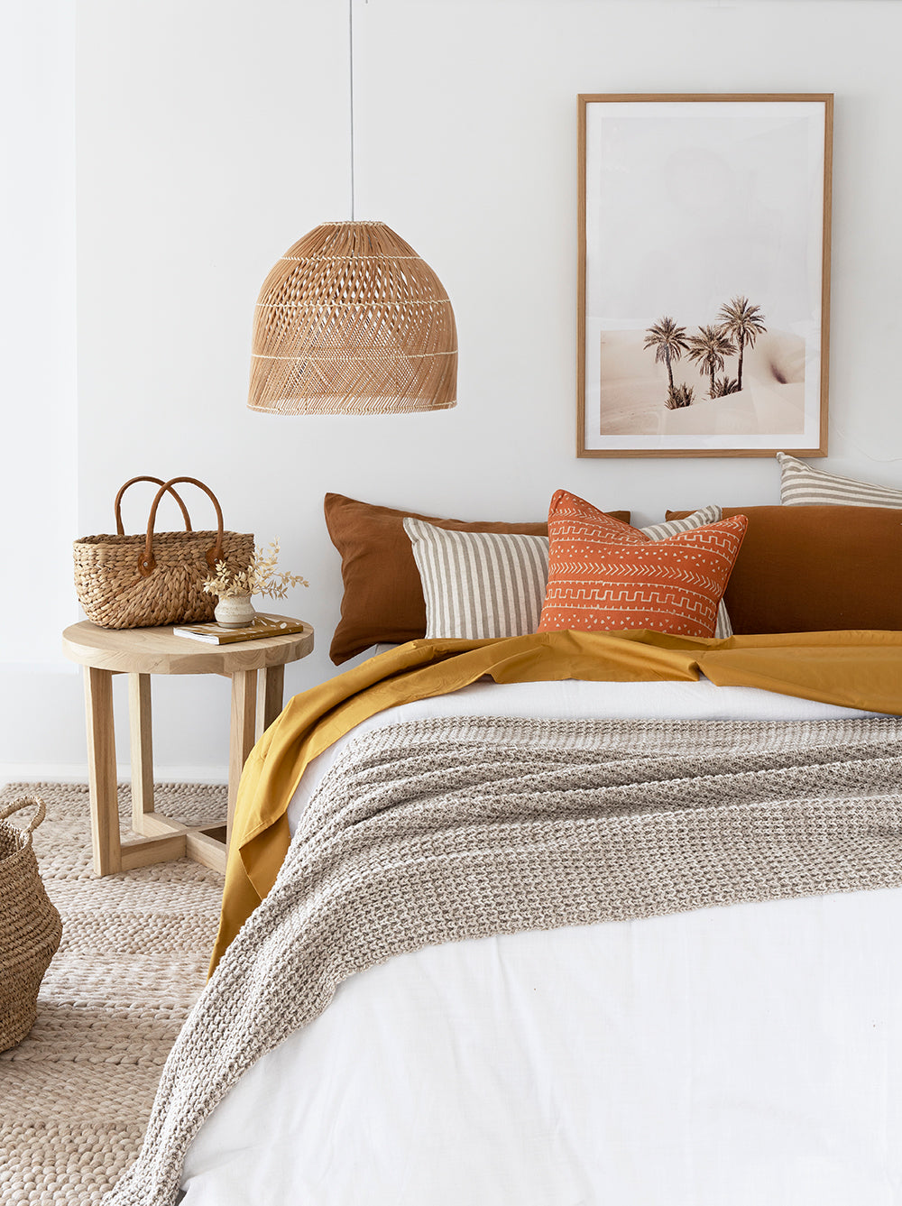 Apricot Tribal Linen Cushion Cover