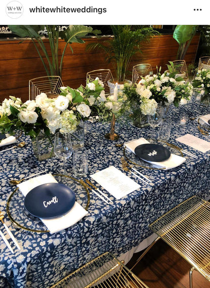 Indigo Floral Hamptons Double Extra Large Tablecloth (200 x450 cm)