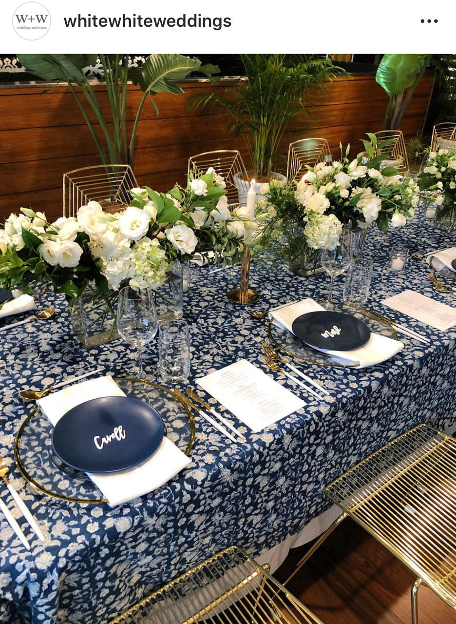 Indigo Floral Tablecloth (150x220cm)