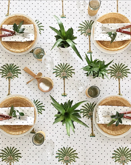 Polka Dots Palm Tree Tablecloth | Peacocks and Paisleys
