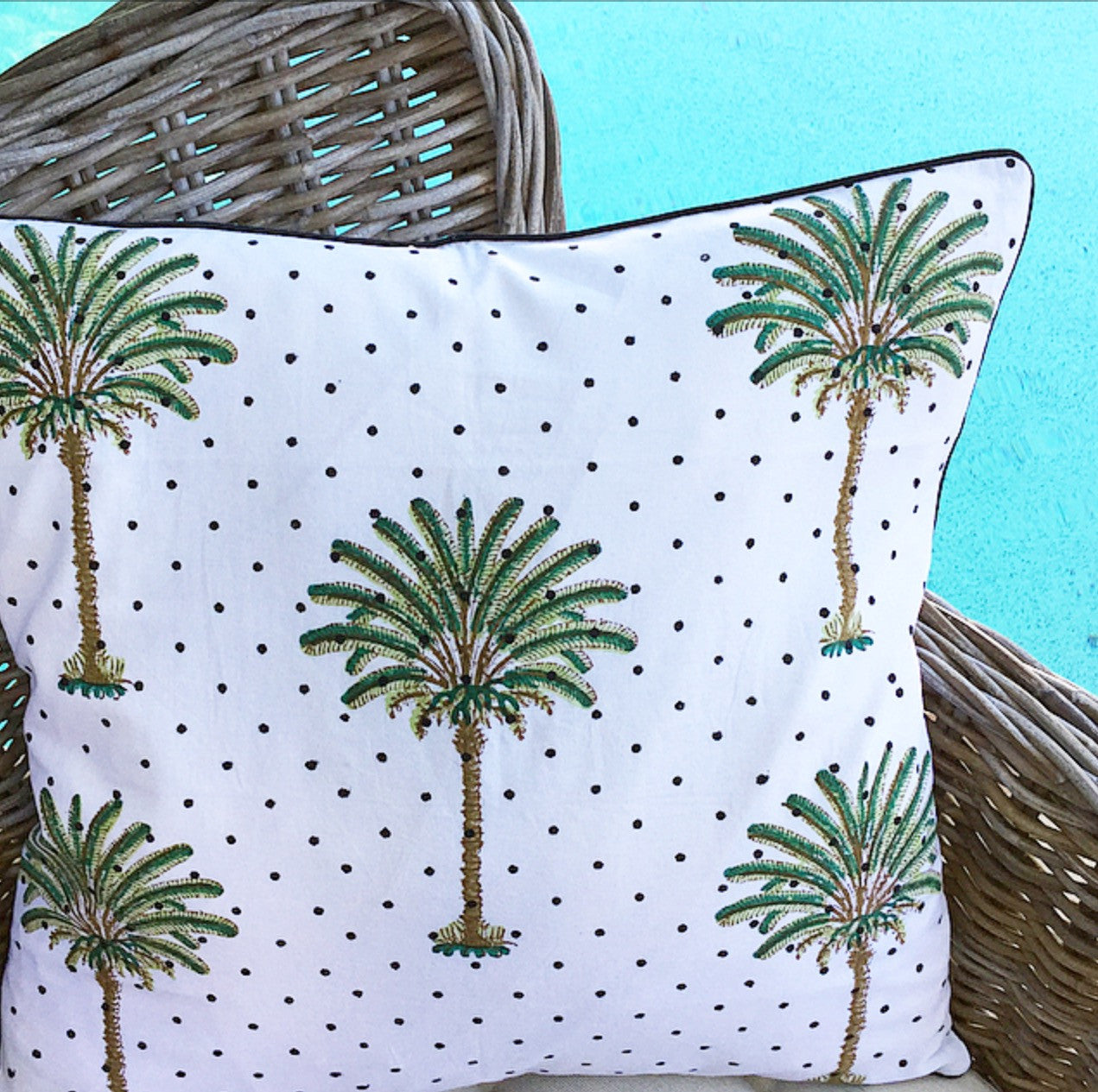 Polka Dot Palm Tree Cushion Cover | Peacocks and Paisleys
