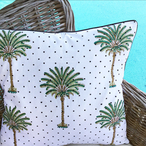 Polka Dot Palm Tree Cushion Cover