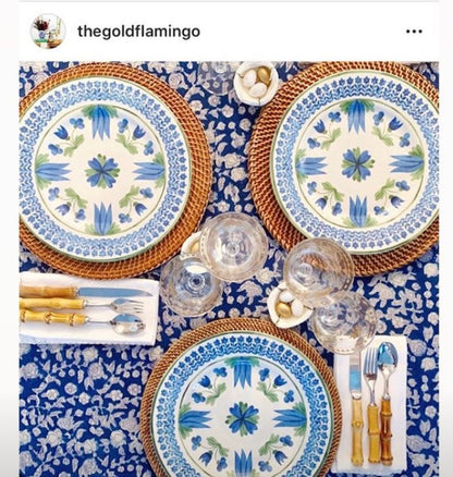 Indigo Floral Tablecloth (150x220cm)
