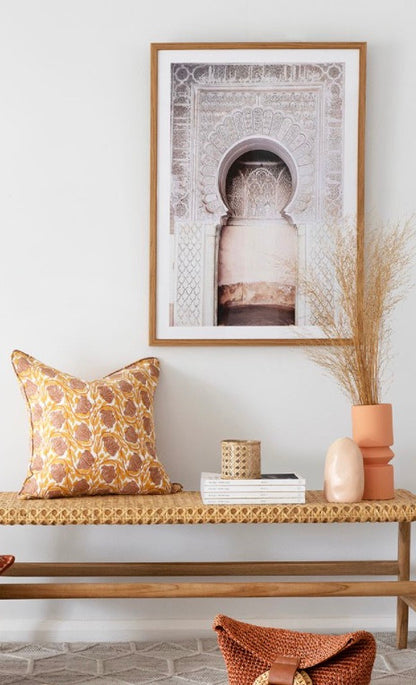 Citrine Bougainvillea Linen Cushion Cover