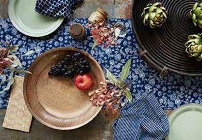 Indigo Hamptons Floral Table Runner | Peacocks and Paisleys