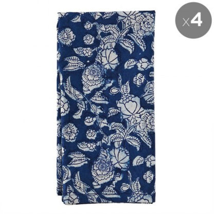 Indigo Hamptons Floral  Napkins - Set of 4 | Peacocks and Paisleys